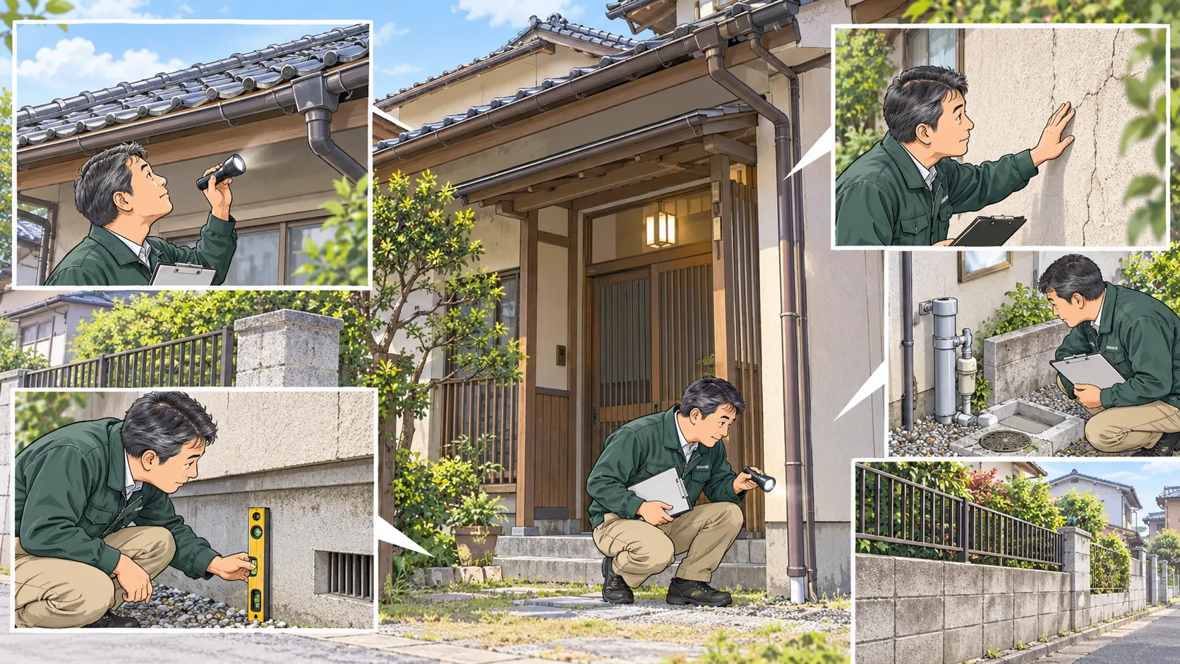 築古戸建ての屋根・外壁・基礎・境界を点検する大家
