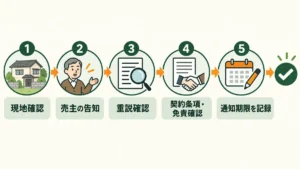 築古戸建ての契約前に重要事項説明書を確認する流れのイラスト