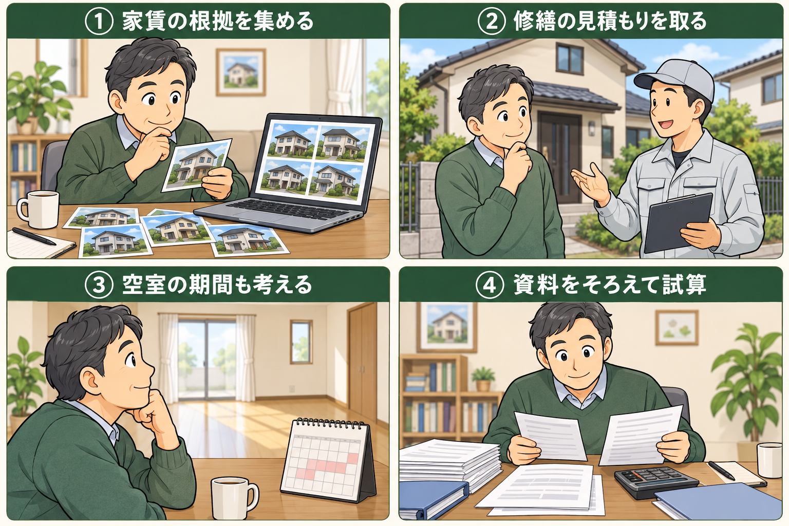 想定家賃の根拠、修繕見積もり、空室時の支出を確認してから収支を試算する大家